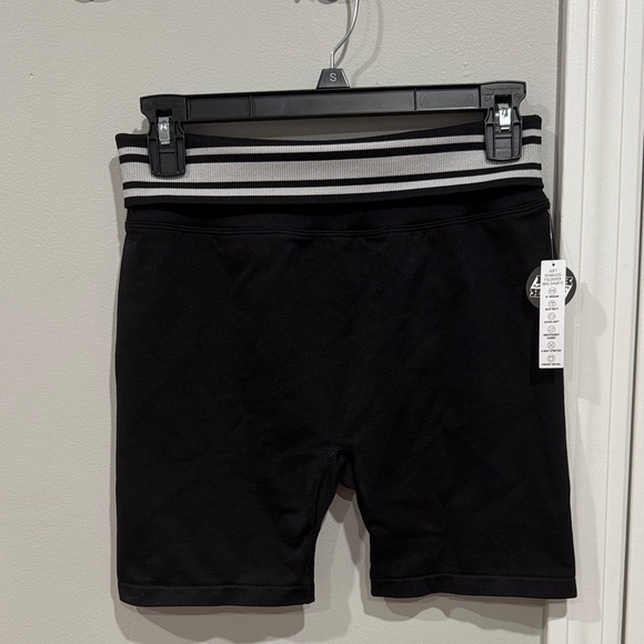 Victoria's Secret Pants - PINK Victoria's Secret Black Biker Shorts with Striped Waistband (A1-4)